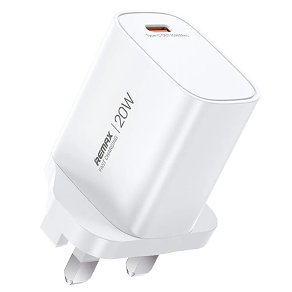 REMAX U187-C20W GaN Fast Charging Adapter Type-C PD 20W Compact Portable Charger - UK Plug - 1