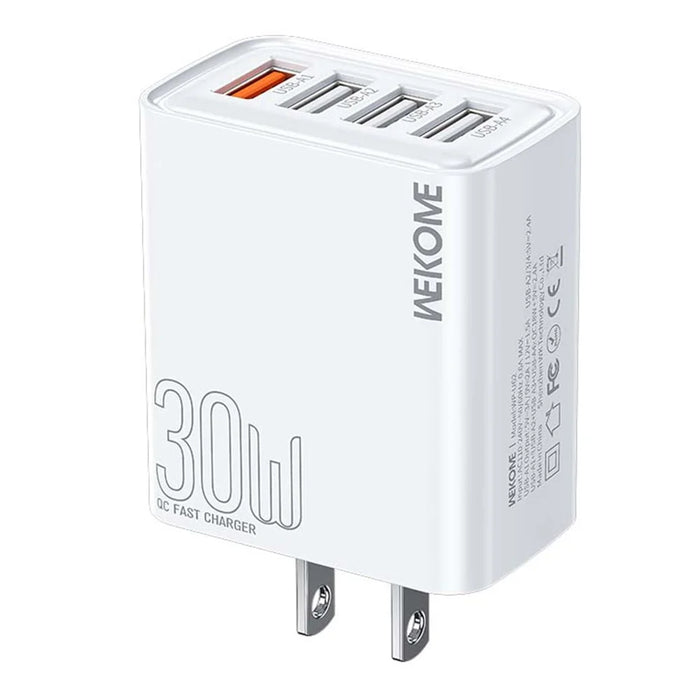 WEKOME WP-U62 30W 4-Port USB-A Fast Charger Wall Adapter Multi-Port Charging US Plug for Phone Tablet - 1