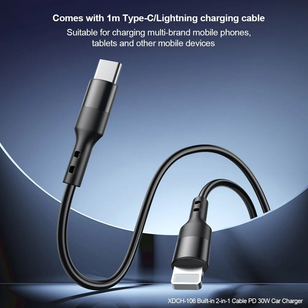 XUNDD XDCH-106 Car Charger 22.5W Dual Cable Auto Adapter Fast Charging Multi-Port Compatible - 5