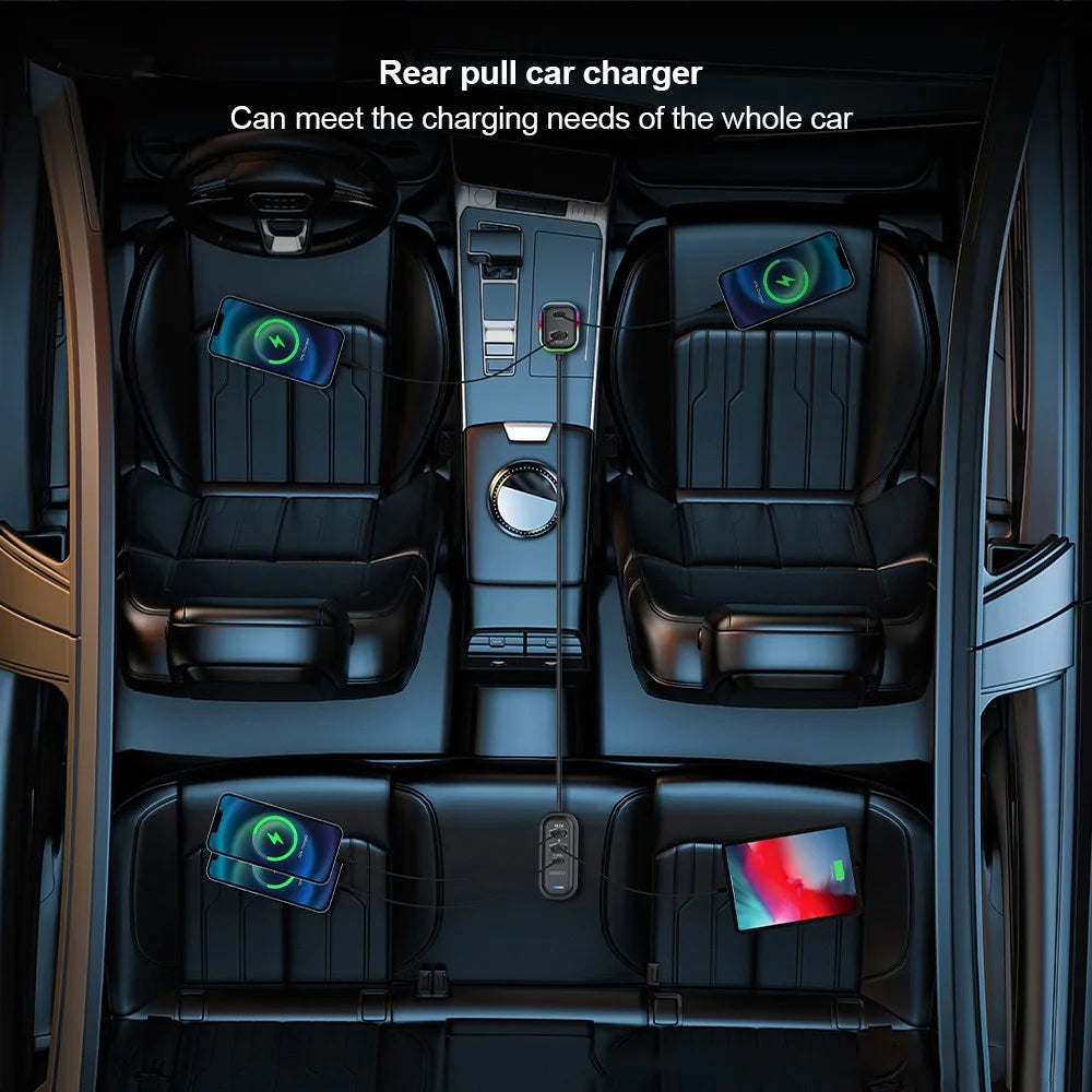 XUNDD XDCH-107 PD 30W Car Charger with Rear Seat Charging Ports Fast Charging  /  RGB Ambient Light - 5