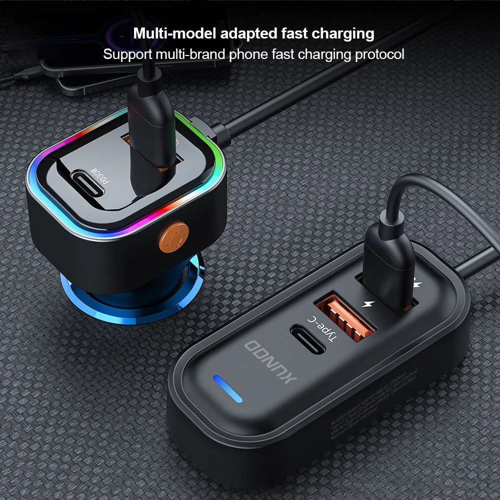 XUNDD XDCH-107 PD 30W Car Charger with Rear Seat Charging Ports Fast Charging  /  RGB Ambient Light - 6