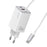 USAMS CC266 65W Wall Charger Fast Charging 3 Ports GaN Power Adapter with Built-in Cable, EU Plug - White - 1