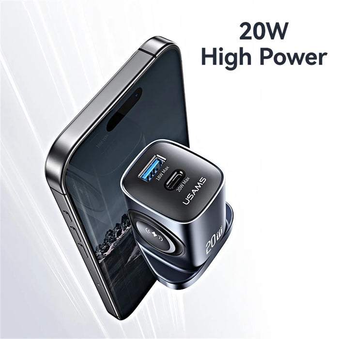 USAMS CC295 T67 20W Multi Function Charger Adapter for Phones  /  iWatch USB-A + USB-C Wall Charger - UK Plug - 7