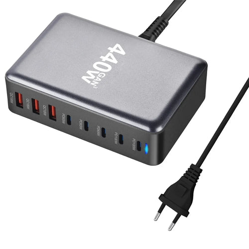 440W GaN Desktop Charger 2 x PD 100W + 3 x PD 65W + 3 x QC 18W 8 Port Fast Charging Station - EU Plug - 1