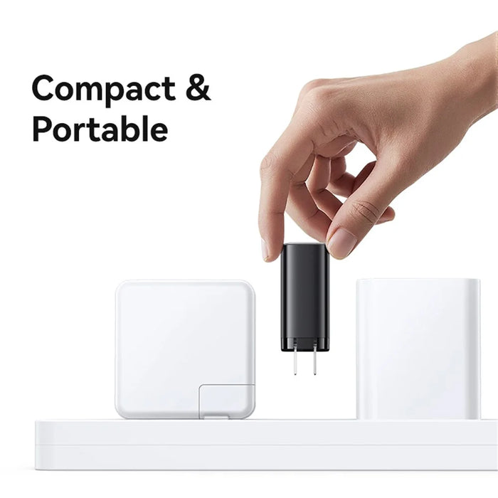 USAMS CC300 US Plug 65W Fast Charger Type-C + USB-A Power Adapter with Type-C Retractable Cable - Black - 6