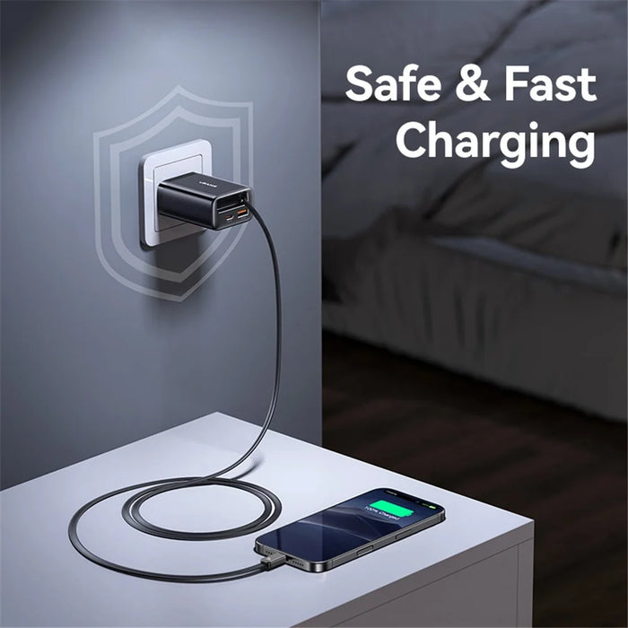 USAMS CC300 US Plug 65W Fast Charger Type-C + USB-A Power Adapter with Type-C Retractable Cable - Black - 7
