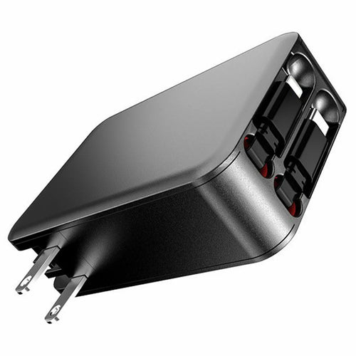 PT-45 Wall Charger with Retractable Dual Cables 65W PD Super Fast Phone Charger Wall Plug - 1