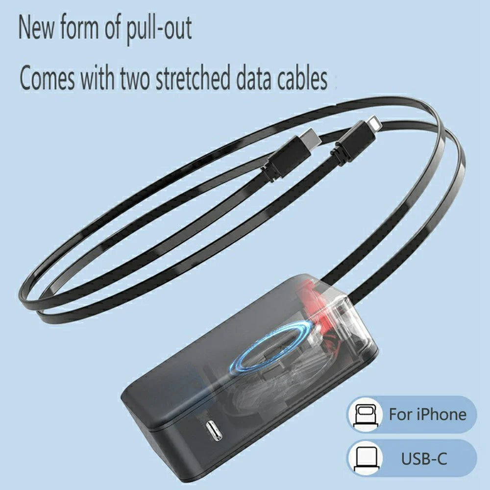 PT-45 Wall Charger with Retractable Dual Cables 65W PD Super Fast Phone Charger Wall Plug - 3
