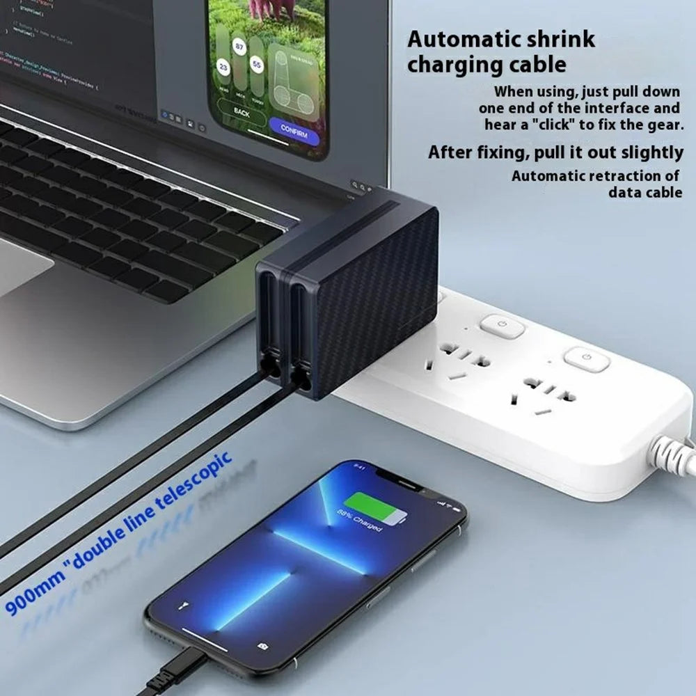 PT-38 US Plug Charger Adapter with Retractable Cable PD Super Fast Charger AC Power Adapter - 3