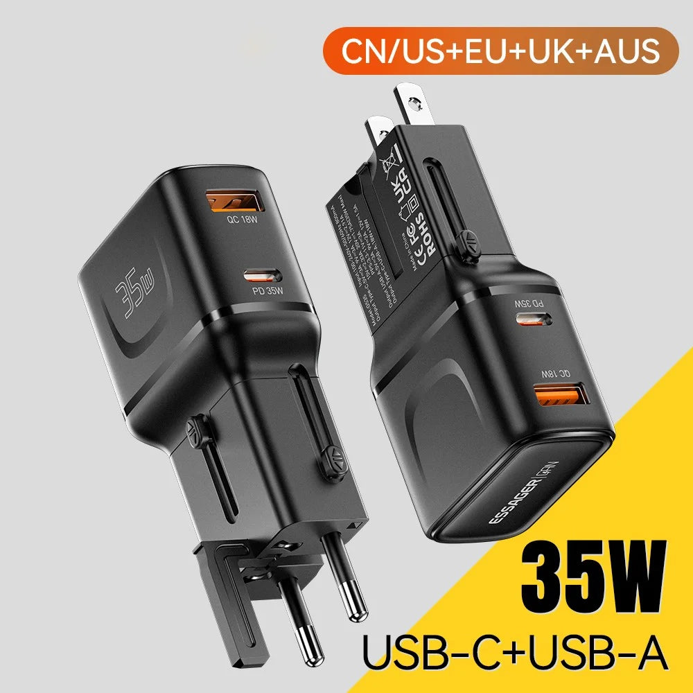 ESSAGER G535 35W Travel Charger CN / US + EU + UK + AUS Plug GaN Phone Power Adapter - 3