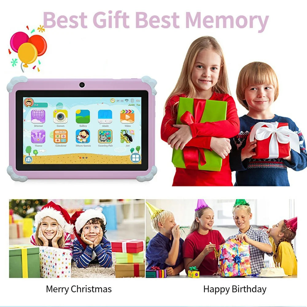 Q88 7 Inch Android 10.0 Educational Tablet for Kids with Anti Drop Case and Rotatable Kickstand,  1+16G Storage - Sunflower Pink - 3