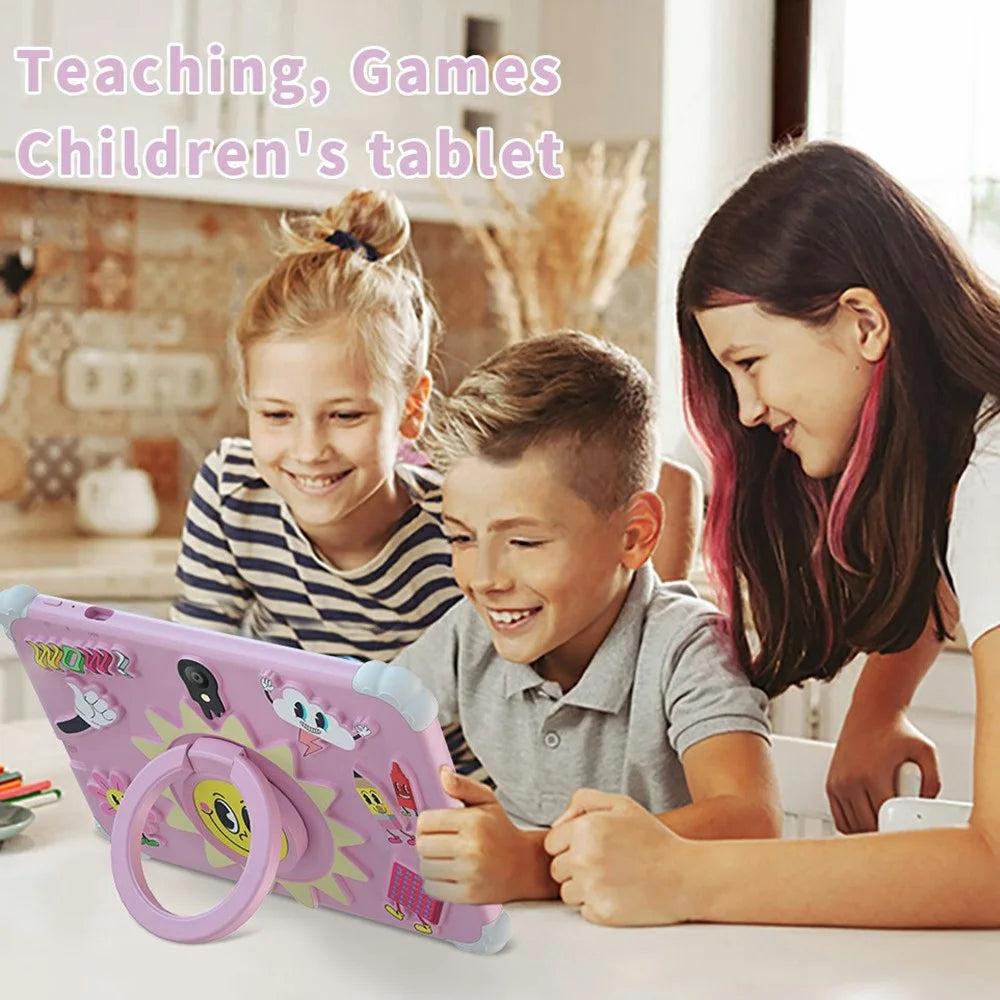 Q88 7 Inch Android 10.0 Educational Tablet for Kids with Anti Drop Case and Rotatable Kickstand,  1+16G Storage - Sunflower Pink - 7