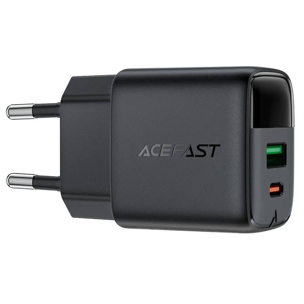 ACEFAST A114 PD 25W Dual Port GaN Charger with LED Display USB-C + USB-A Charger Adapter for Smartphones / Tablets - EU Plug - 3