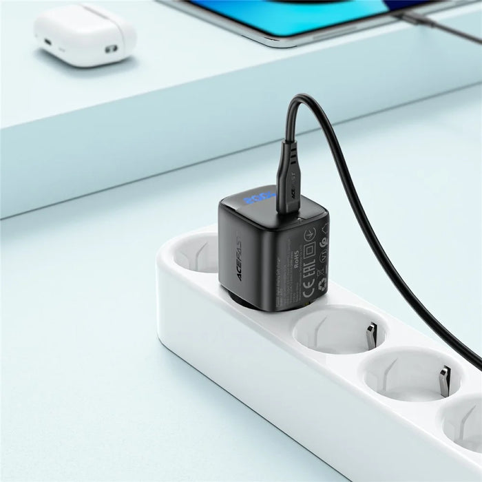 ACEFAST A113 For PD20W USB-C GaN Charger Kit LED Display Fast Charging High Efficiency Adapter - EU Plug - 5