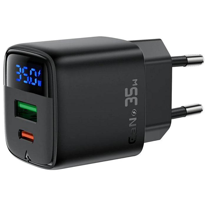 ACEFAST A116 For Multiple Devices PD 35W GaN Charger  Dual Port USB C and A LED Display Quick Charging Adapter - EU Plug - 3