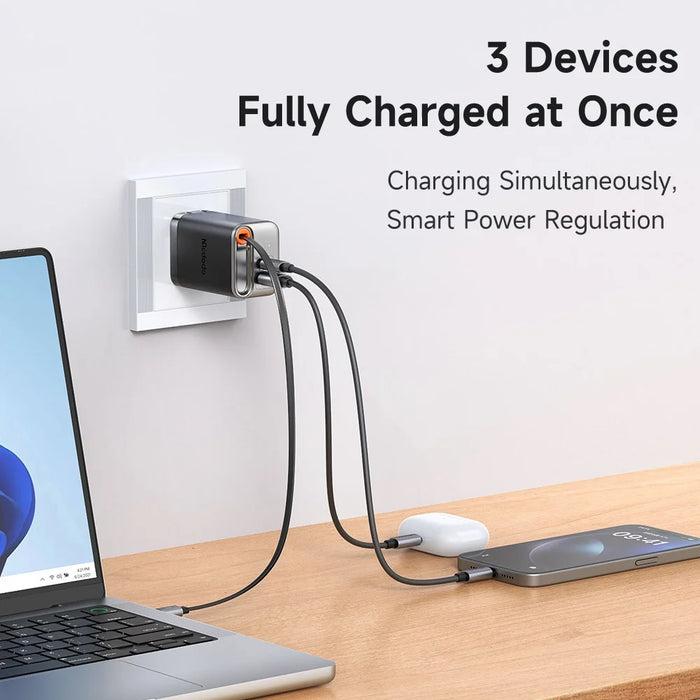MCDODO CH-4110 Freego Series GaN Charger 67W USB A+C Fast Charging Power Adapter with Retractable Cable - US Plug - 6