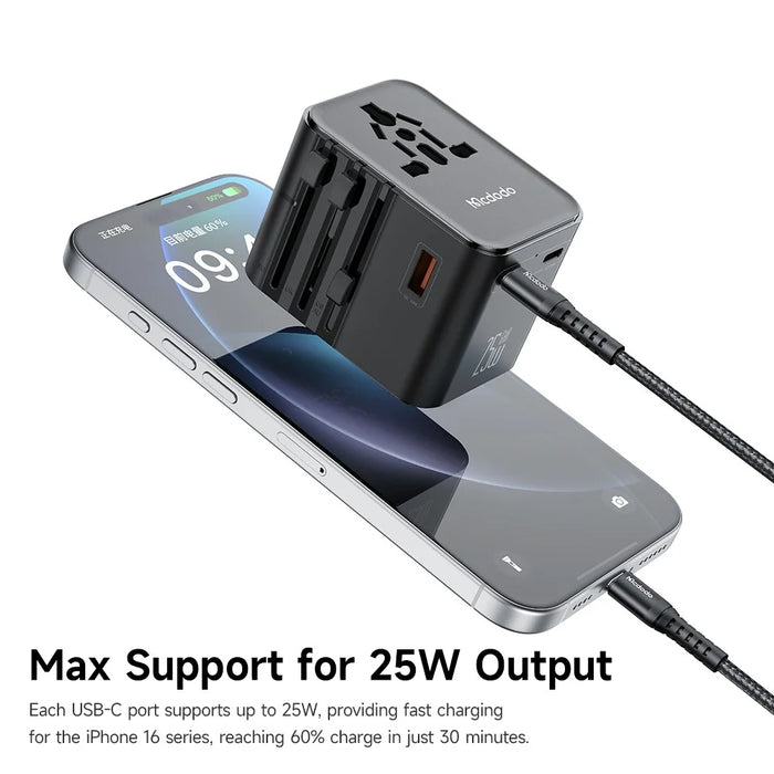 MCDODO CP-3260 MDD G5 Series 25W Dual Type-C + USB-A Universal Travel Charging Adapter Charger with USB-C to USB-C Cable - 4