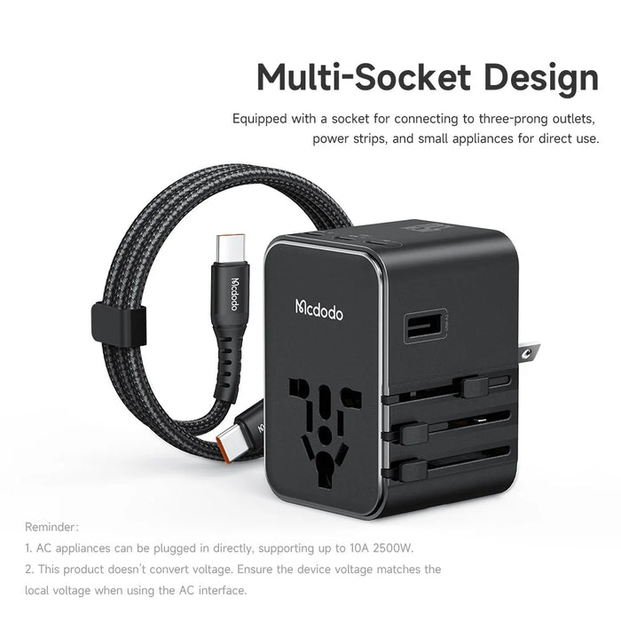 MCDODO CP-3270 MDD G5 Series 45W 3 USB-C + 2 USB-A Universal Travel Power Adapter Charger with USB-C to USB-C Cable - 6