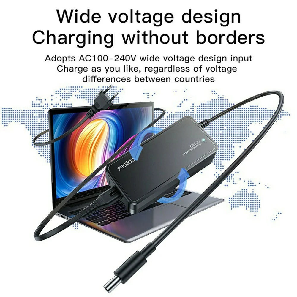 YESIDO CG11K Laptop Charger Kit 65W Power Adapter with 14 DC Connectors - UK Plug - 5