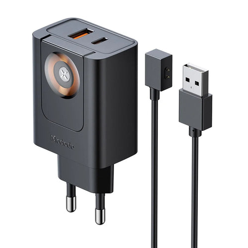 MCDODO CH-3700 2 in 1 Wireless Smart Watch + Travel Charger 30W USB-A / USB-C Fast Charging Wall Charger - EU Plug - 1