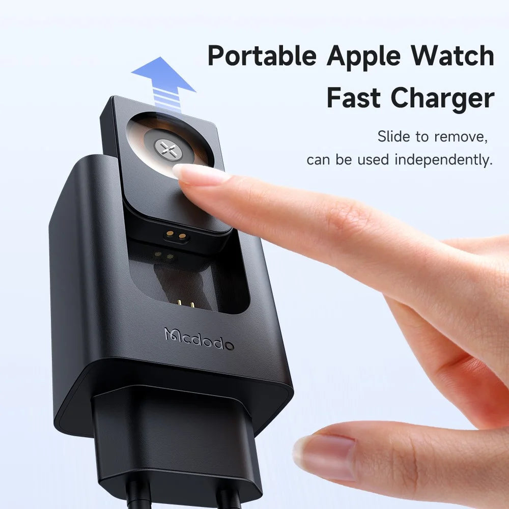 MCDODO CH-3700 2 in 1 Wireless Smart Watch + Travel Charger 30W USB-A / USB-C Fast Charging Wall Charger - EU Plug - 4