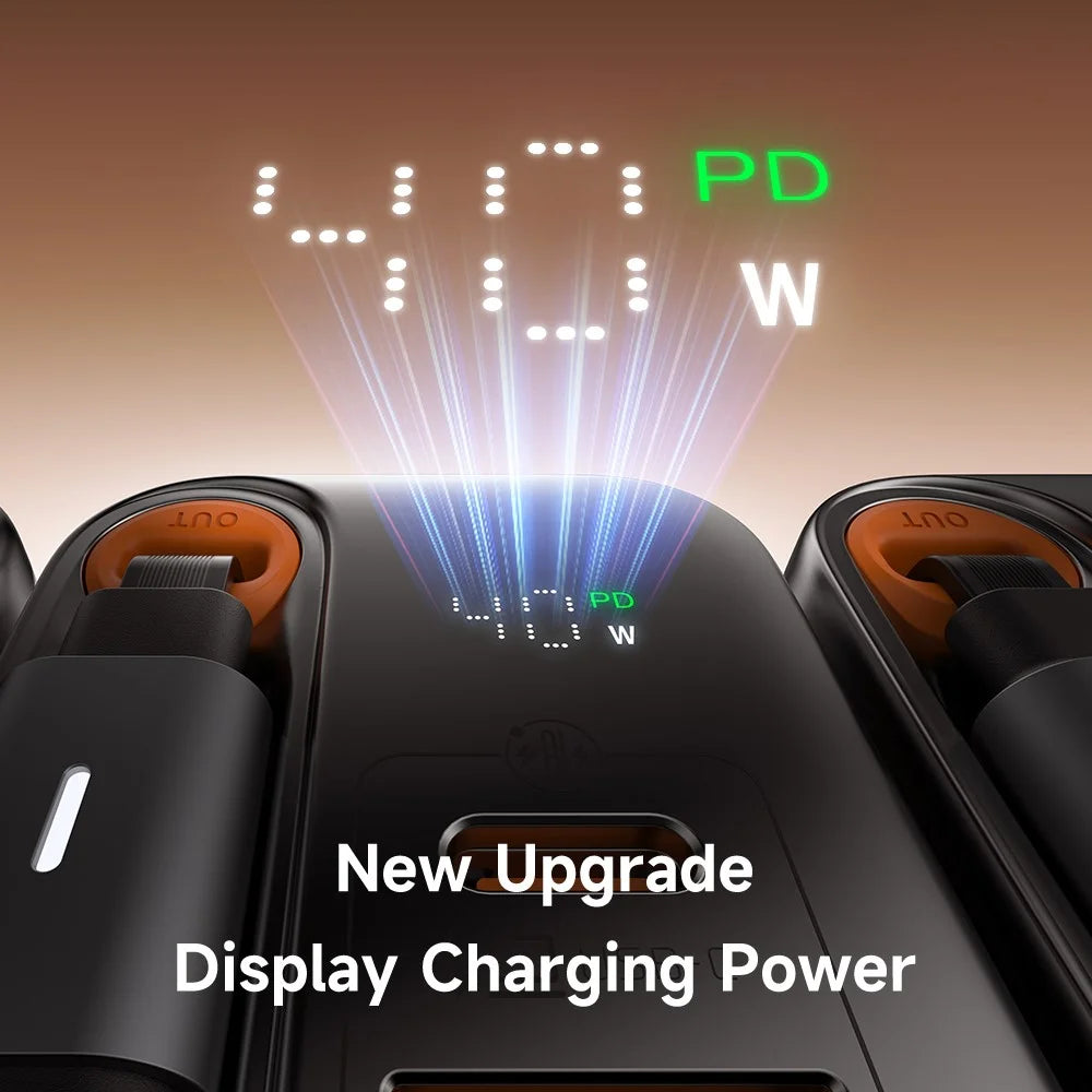 MCDODO CH-4281 40W GaN Charger with Retractable Cable Fast Charging USB-C / USB-A Charger Block - EU Plug - Black - 5