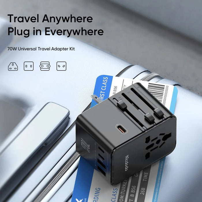 MCDODO CP-5980 MDD G5 Series 70W Global Wall Charger 3 USB-C + 2 USB-A Universal Travel Adapter Charger Set with Type-C Cable - 2