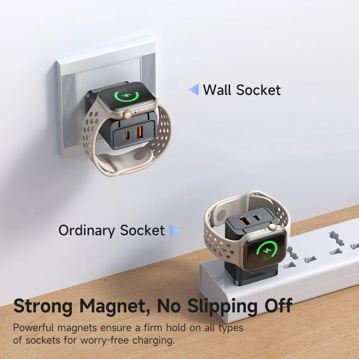 MCDODO CH-5040 MDD 2 in 1 Wall Charger with Watch Wireless Charging Portable Travel Charger 30W USB-A / USB-C - US Plug - 5