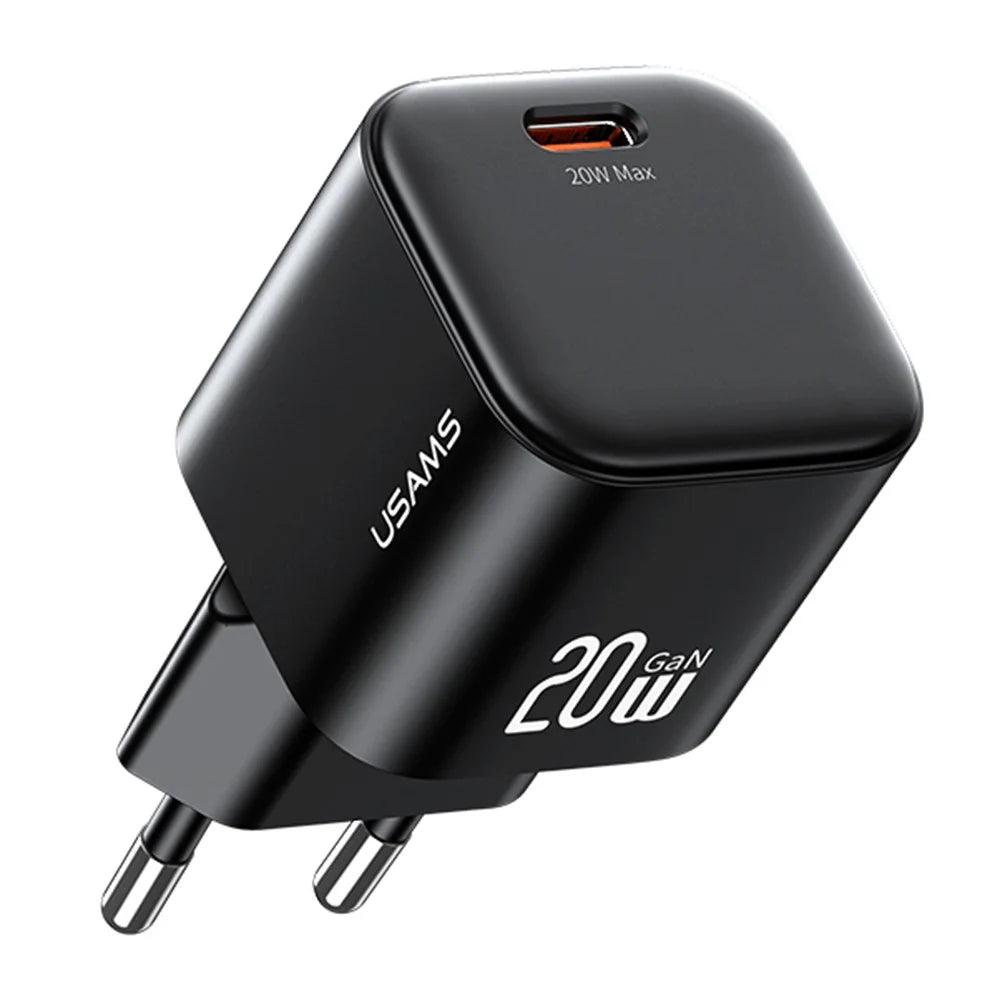 USAMS CC260 20W GaN Fast Charger Mini Power Adapter Type-C Port for Quick Charging - EU Plug - 1