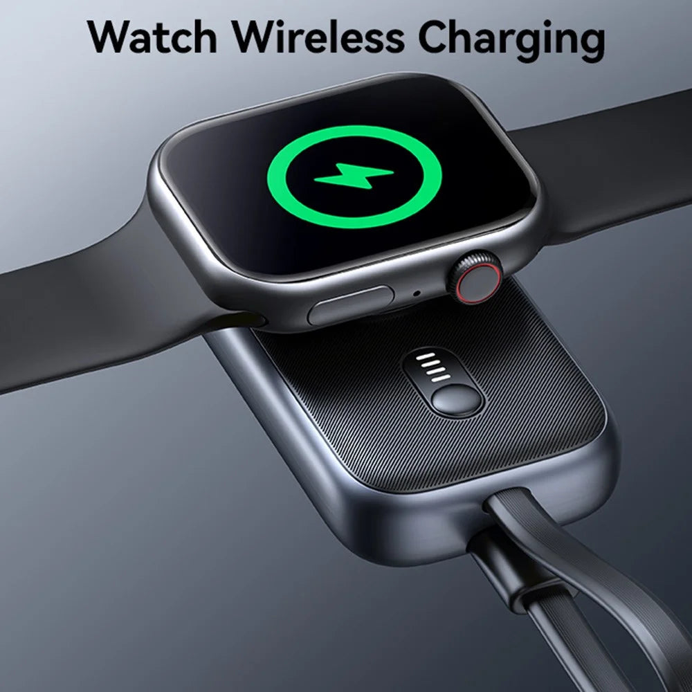 USAMS CD245 Wireless Charger for Watch 1200mAh Power Bank with Built-In Type-C Cable 2.5W Fast Charging - Tarnish - 5