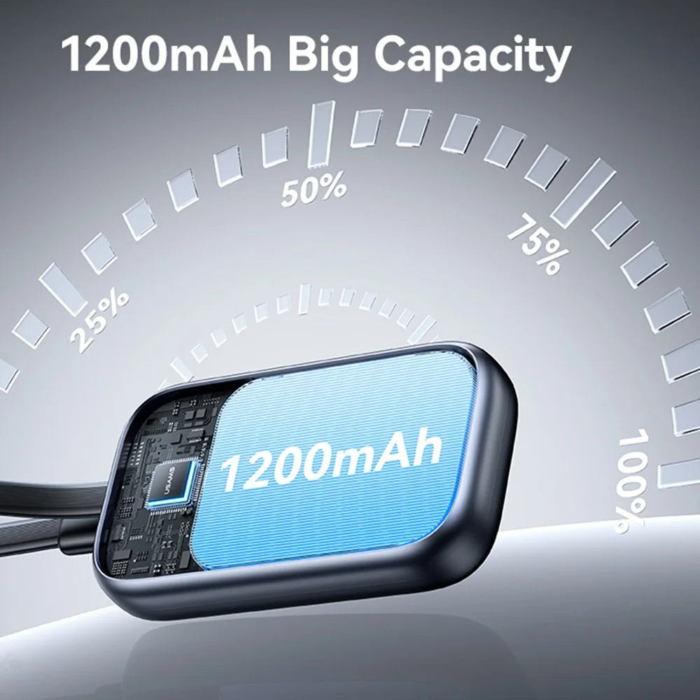 USAMS CD245 Wireless Charger for Watch 1200mAh Power Bank with Built-In Type-C Cable 2.5W Fast Charging - Tarnish - 7