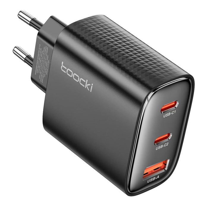 TOOCKI TCT40 40W Wall Charger 2C1A Fast Charging Multi-Port USB Power Adapter - Black  /  EU Plug - 1