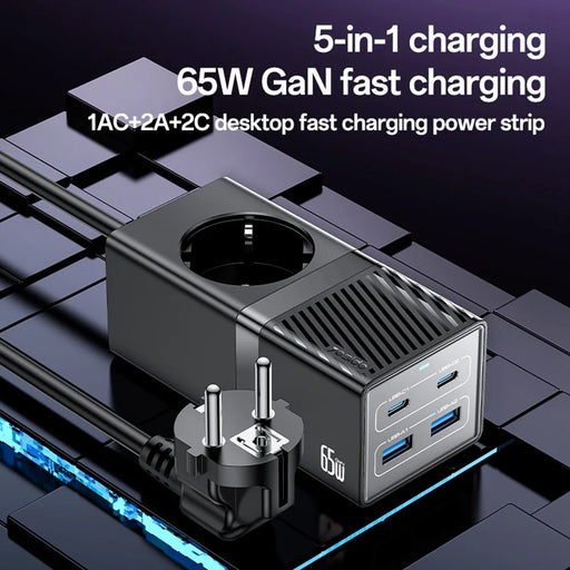 YESIDO MC36 GaN USB-C USB-A Charging Station 65W Fast Charging Power Strip - EU Plug - 2
