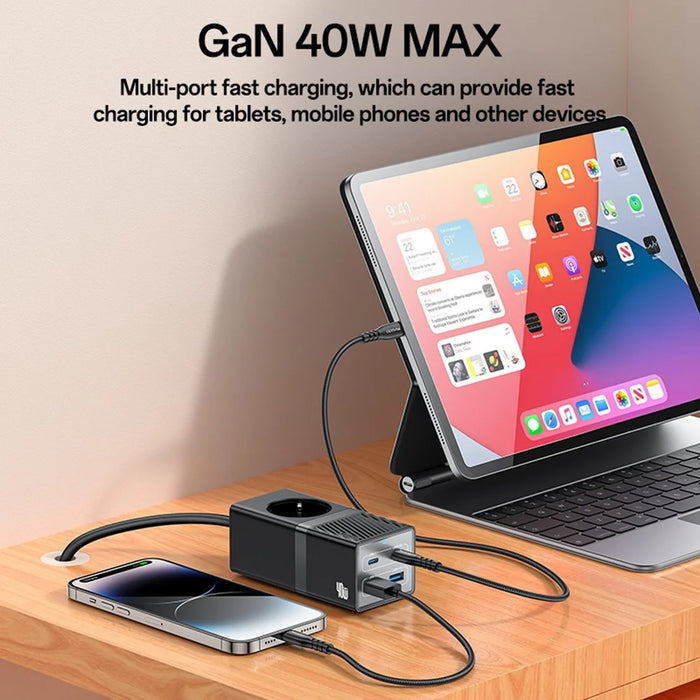 YESIDO MC35 40W GaN Power Strip USB-C USB-A Desktop Fast Charging Station - EU Plug - 6