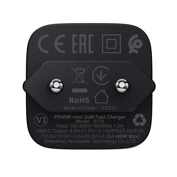 ACEFAST A119 USB-C Mini GaN Wall Charger 45W PD Fast Charging Travel Adapter - EU Plug - 7