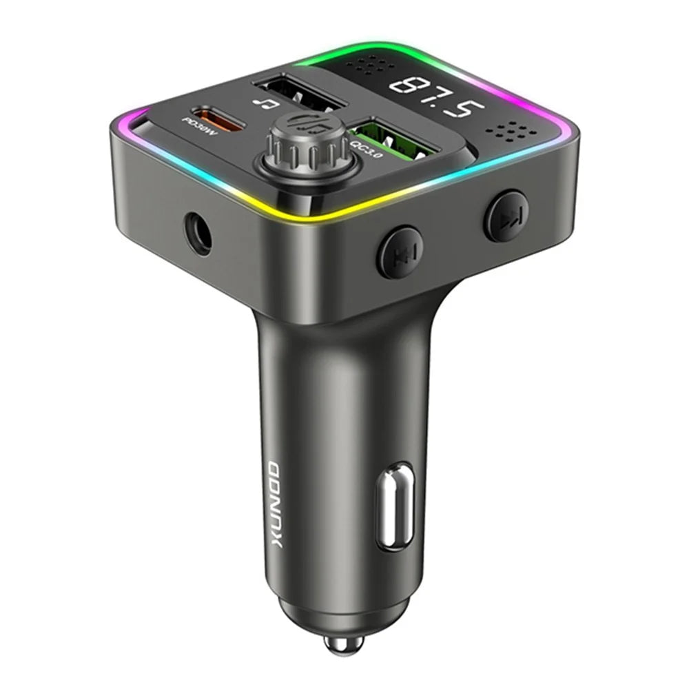 XUNDD XDCC-002 Car FM Transmitter PD 30W Type-C Dual USB Ports Charger Hands-Free Calling Adapter - 1