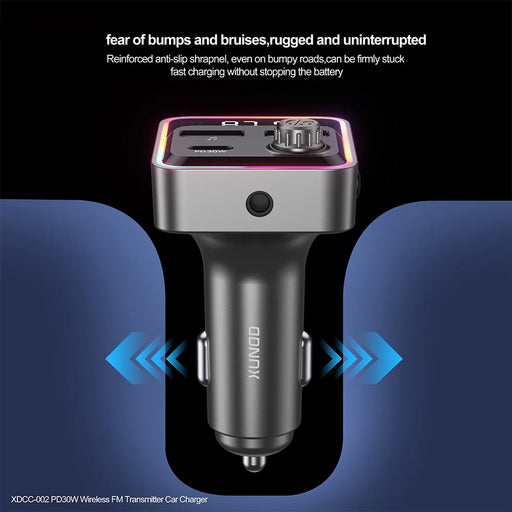 XUNDD XDCC-002 Car FM Transmitter PD 30W Type-C Dual USB Ports Charger Hands-Free Calling Adapter - 2