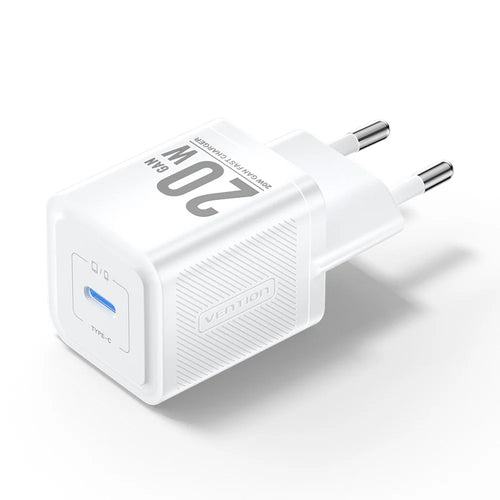 VENTION FEP Series EU Plug 20W Fast Charging GaN Wall Charger Portable USB Power Adapter - White - 1