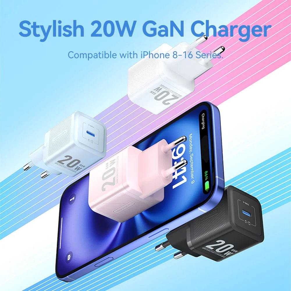 VENTION FEP Series EU Plug 20W Fast Charging GaN Wall Charger Portable USB Power Adapter - White - 4