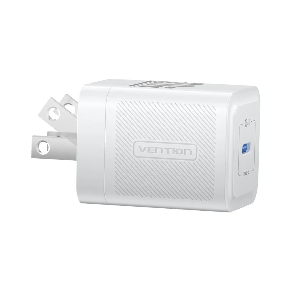 VENTION FEP Series US Plug 20W Fast Charging GaN Wall Charger Portable USB Power Adapter - White - 3