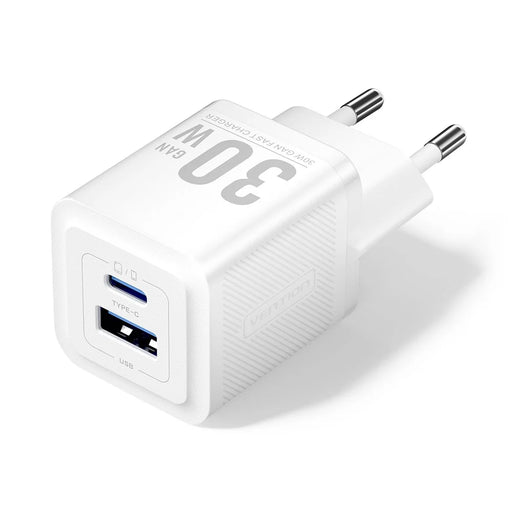 VENTION FEQ Series GaN Charger USB A + USB C Dual Ports 30W Fast Charging Adapter, EU Plug - White - 1