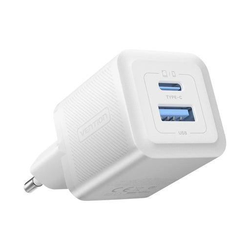 VENTION FEQ Series GaN Charger USB A + USB C Dual Ports 30W Fast Charging Adapter, EU Plug - White - 2