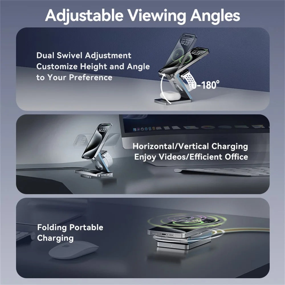 VENTION FGF Series 3 in 1 15W Fast Charger for Mobile Phone  /  Watch  /  Earphones Magnetic Wireless Charging Stand - 7