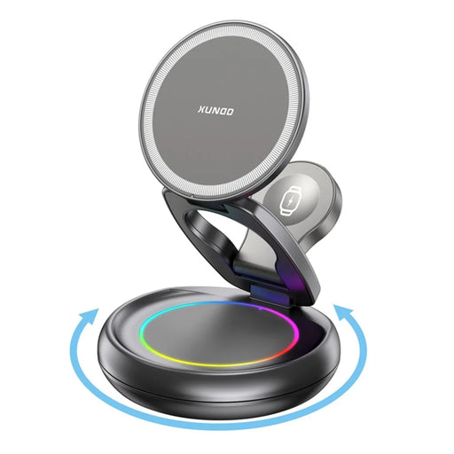 XUNDD XDCH-116 3 in 1 Magnetic Wireless Charger for Mobile Phone / Earphones / Watch Folding Desktop Charging Dock - 1