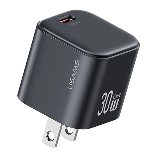 USAMS CC269 30W GaN Mini Fast Charger Type-C Port Power Adapter, US Plug - Black - 1