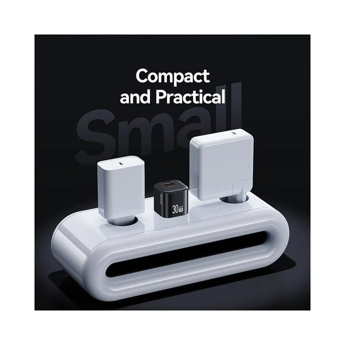 USAMS CC270 30W GaN Mini Dual Port Fast Charger USB-A + Type-C Power Adapter, US Plug - Black - 4