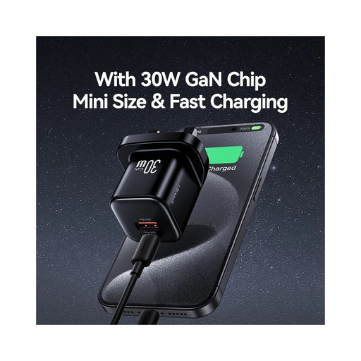 USAMS CC277 30W GaN Mini Dual Port Fast Charger USB-A + Type-C Power Adapter, UK Plug - White - 2