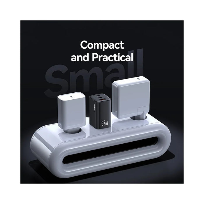 USAMS CC272 67W GaN 3-Port Fast Charger USB + 2 Type-C Phone Tablet Laptop Power Adapter, US Plug - Black - 4