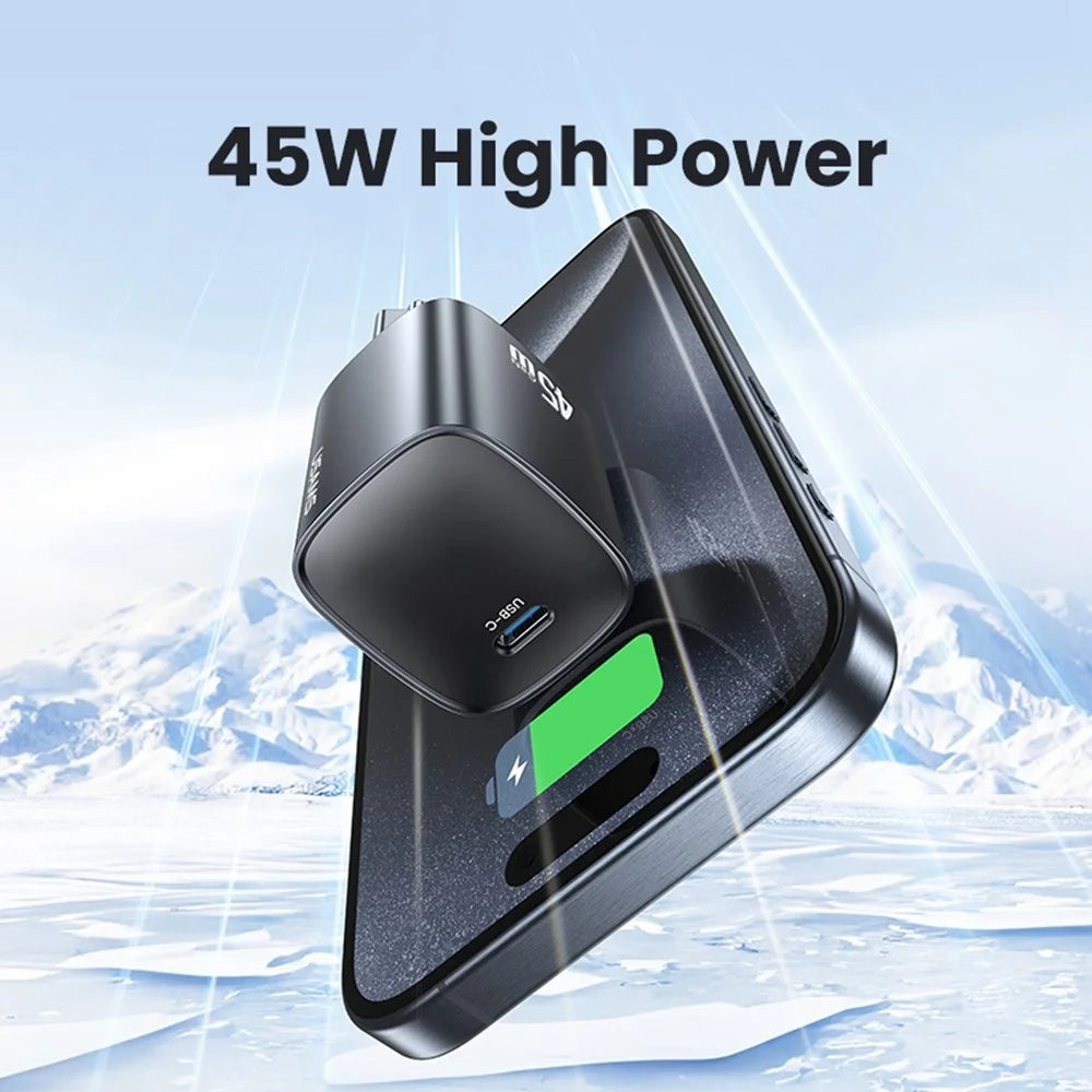 USAMS T66 45W GaN Fast Charger Portable Power Adapter for Phone / Tablet / Laptop, EU Plug - 5