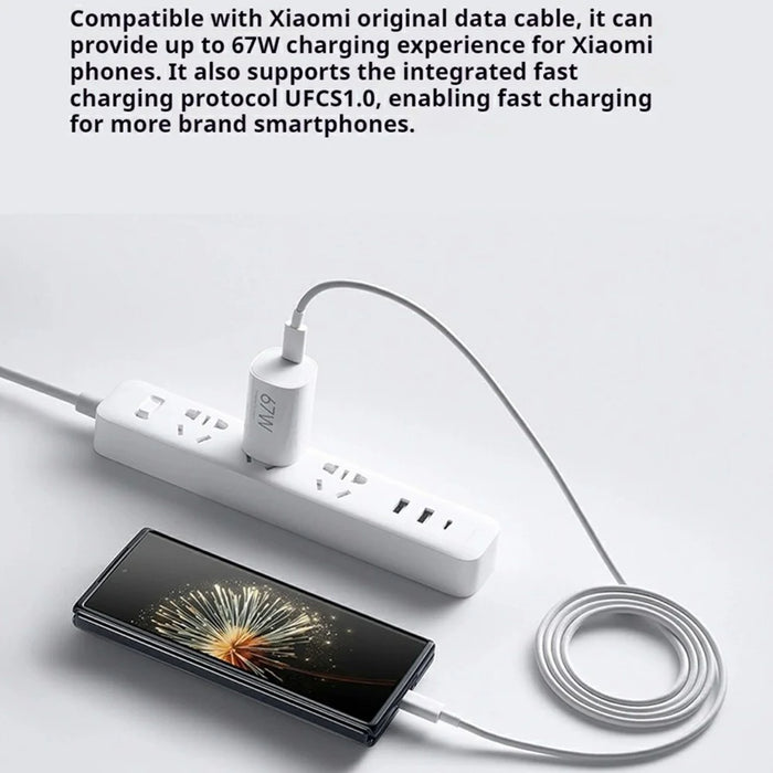 XIAOMI Portable 67W GaN Charger USB C Fast Charging Adapter with Type C Cable for Smartphone Laptop, CN Plug (Chinese Version) - 3